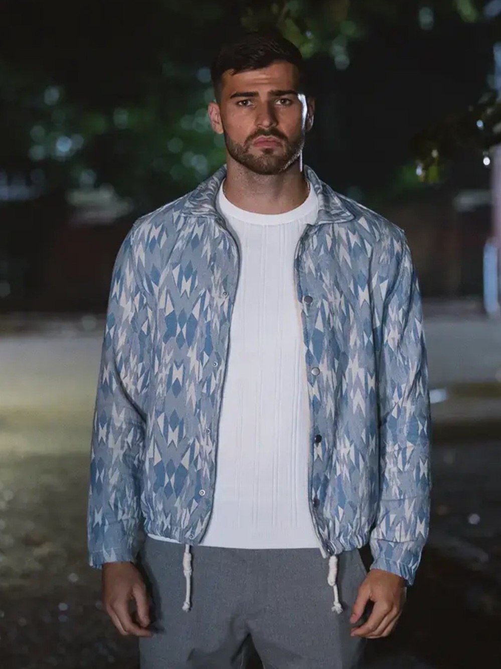 Men's Zara Blue Patterned Jacket Size L